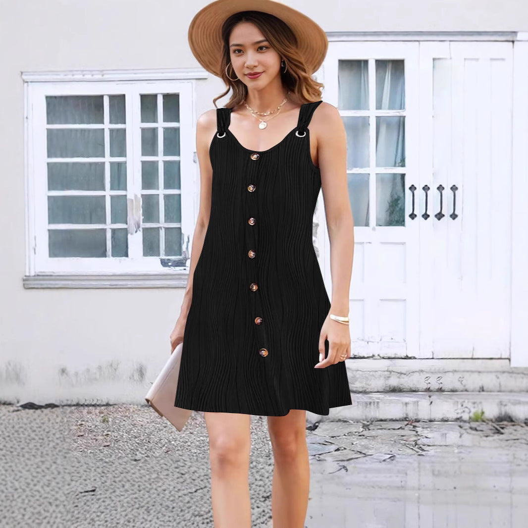 Summer European And American Sling Slim Knit Dress
