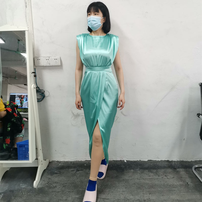 Women's Fashion Waist-controlled Split Wrap Midi Dress