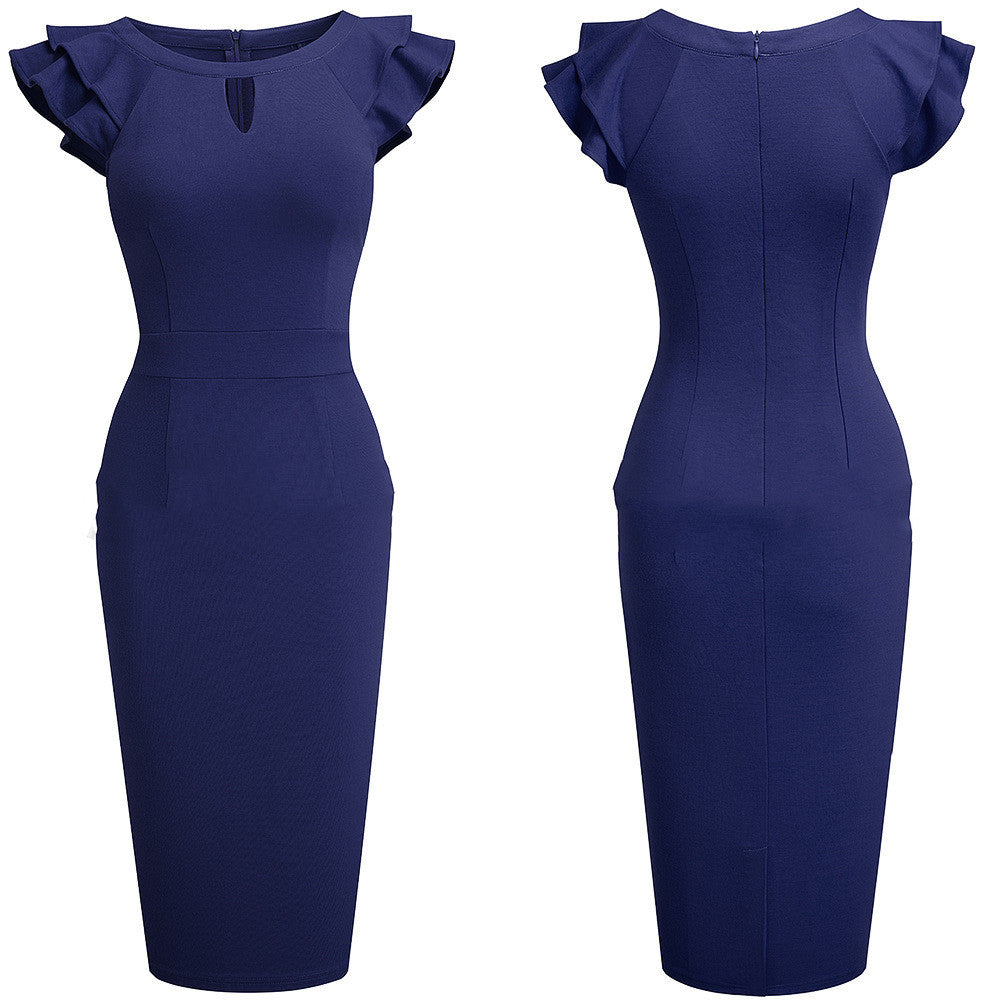 Waist Pencil Skirt Ruffled Sleeveless Slim Slimming Buttocks Dress