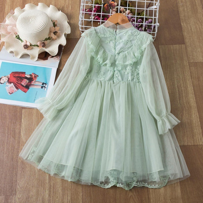 Children's Princess Dress Girls Long-Sleeved Puffy Gauze Dress