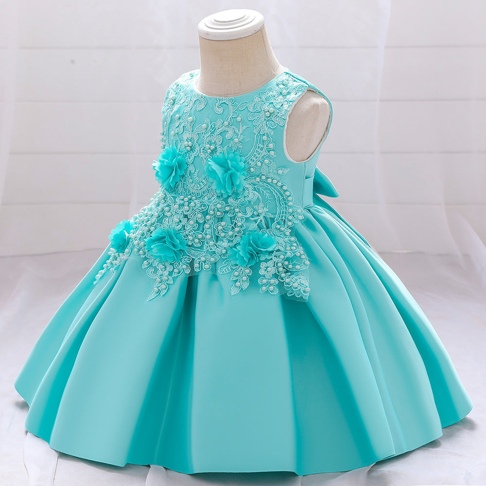 New Babies' Dress Girls Applique Beaded Children Princess Dress