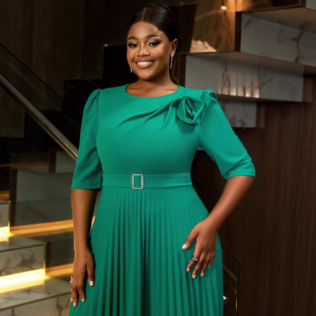 High Waist Fashion Slimming Pleated Dress