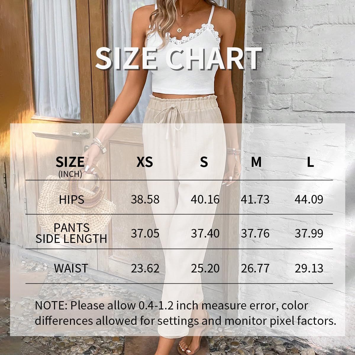 Women's Summer 2-Piece Outfit Sleeveless Lace Vest Top And Casual Elastic Waist Pants