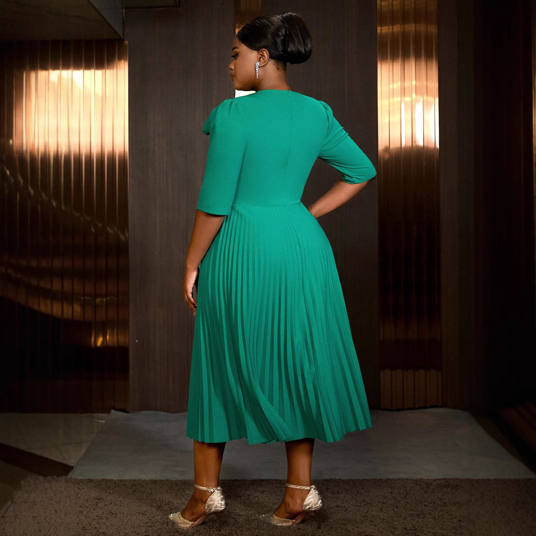 High Waist Fashion Slimming Pleated Dress