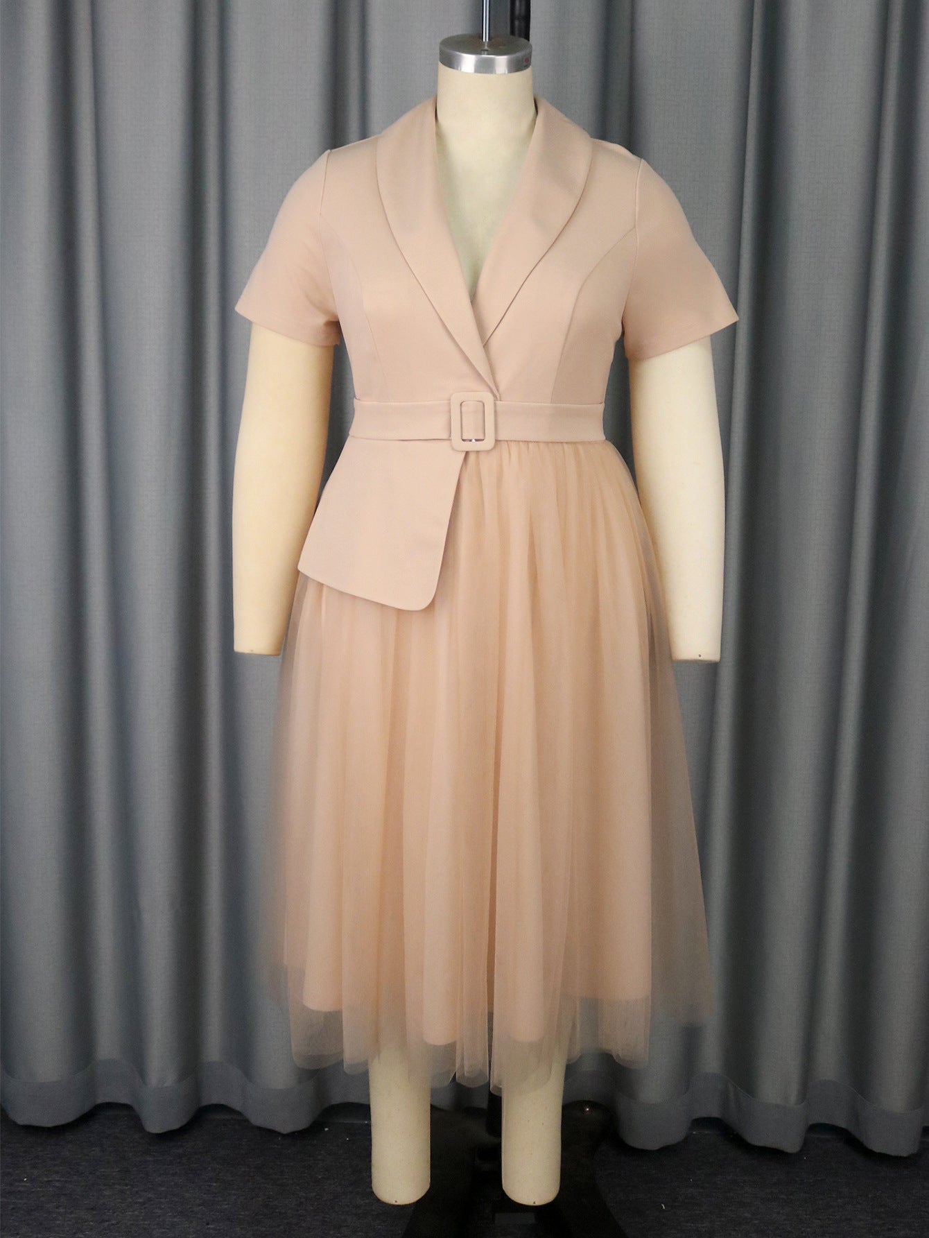 Slim Fit Slimming Suit Skirt Belt Mesh Dress