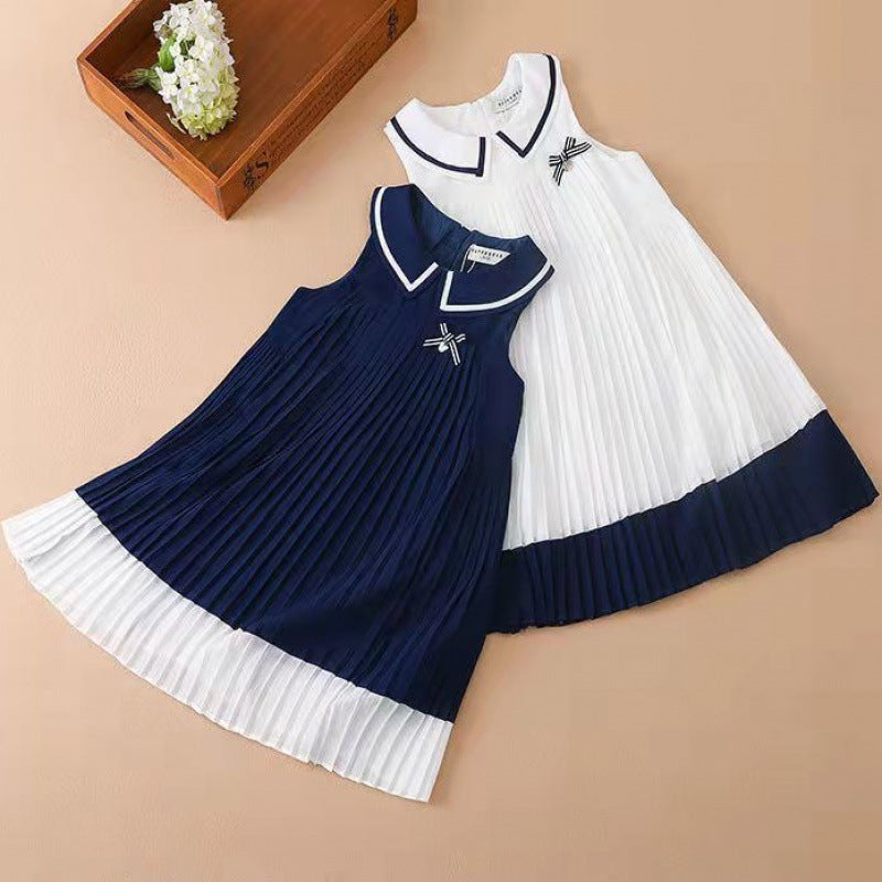 Girls' Fashion Simple Chiffon Suspender Dress