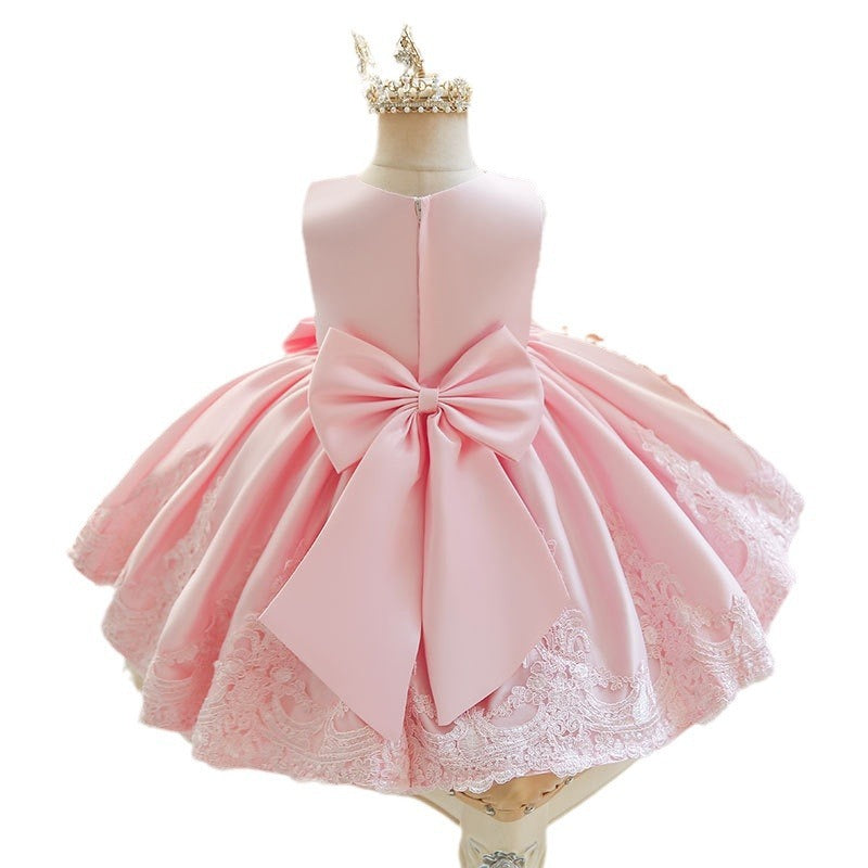 Girls Fashion Short Personalized Bow Dress