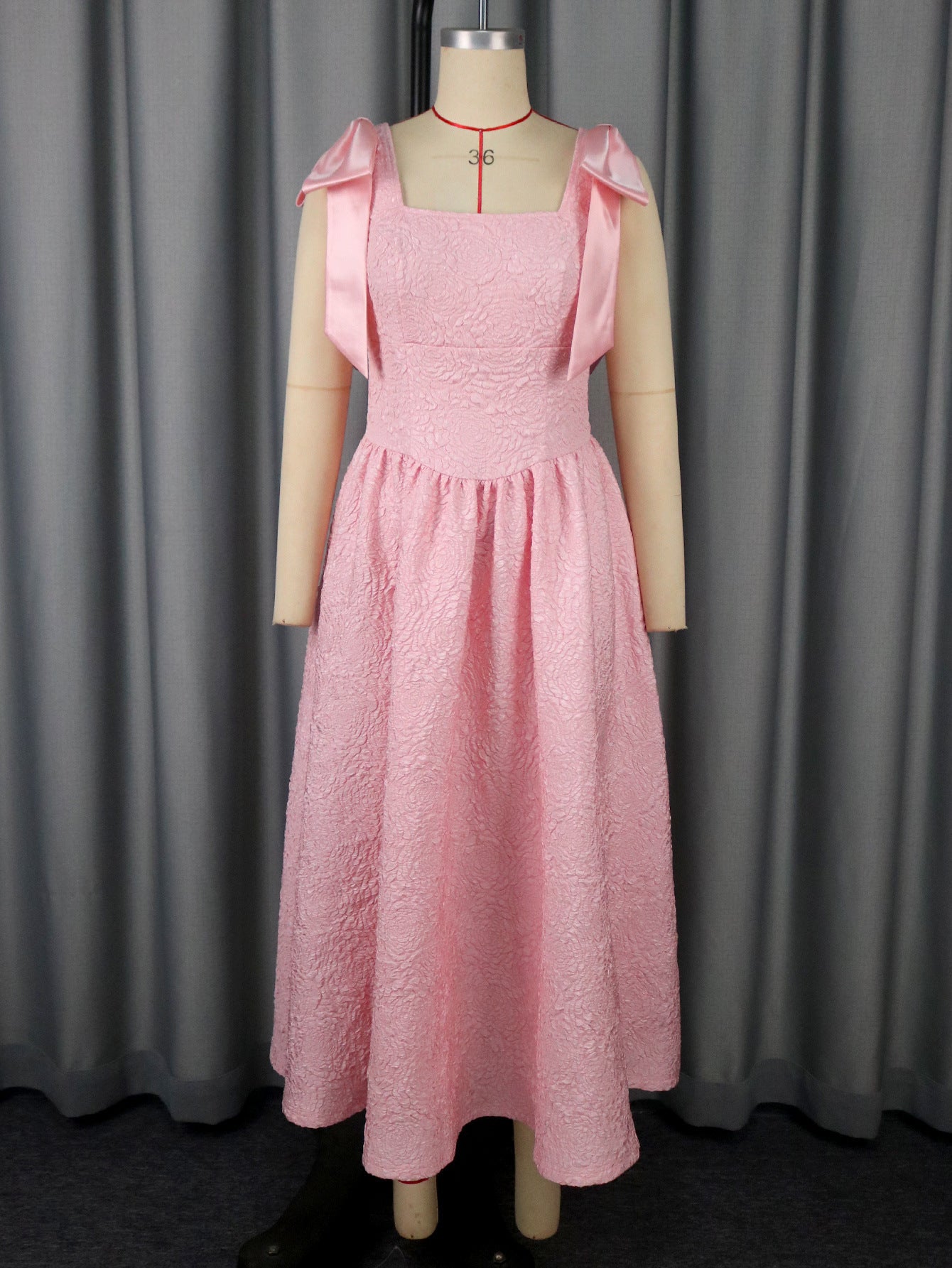 Female Solid Color Sleeveless Elegant Bow Bandage Dress