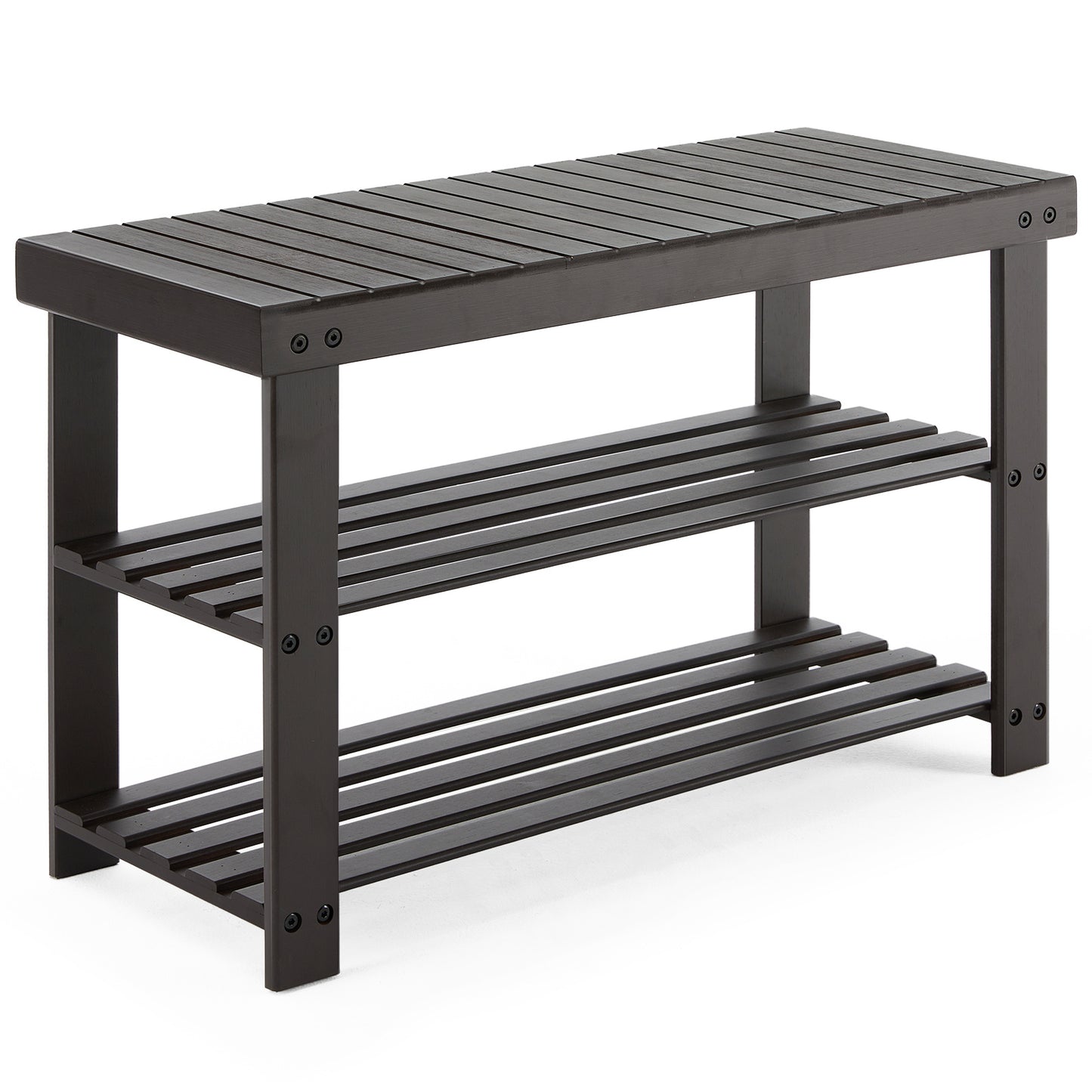 3-Tier Bamboo Shoe Rack Bench, Compact Storage Organizer, 286lb Capacity, Suitable For Entryway Bedroom Living Room Balcony