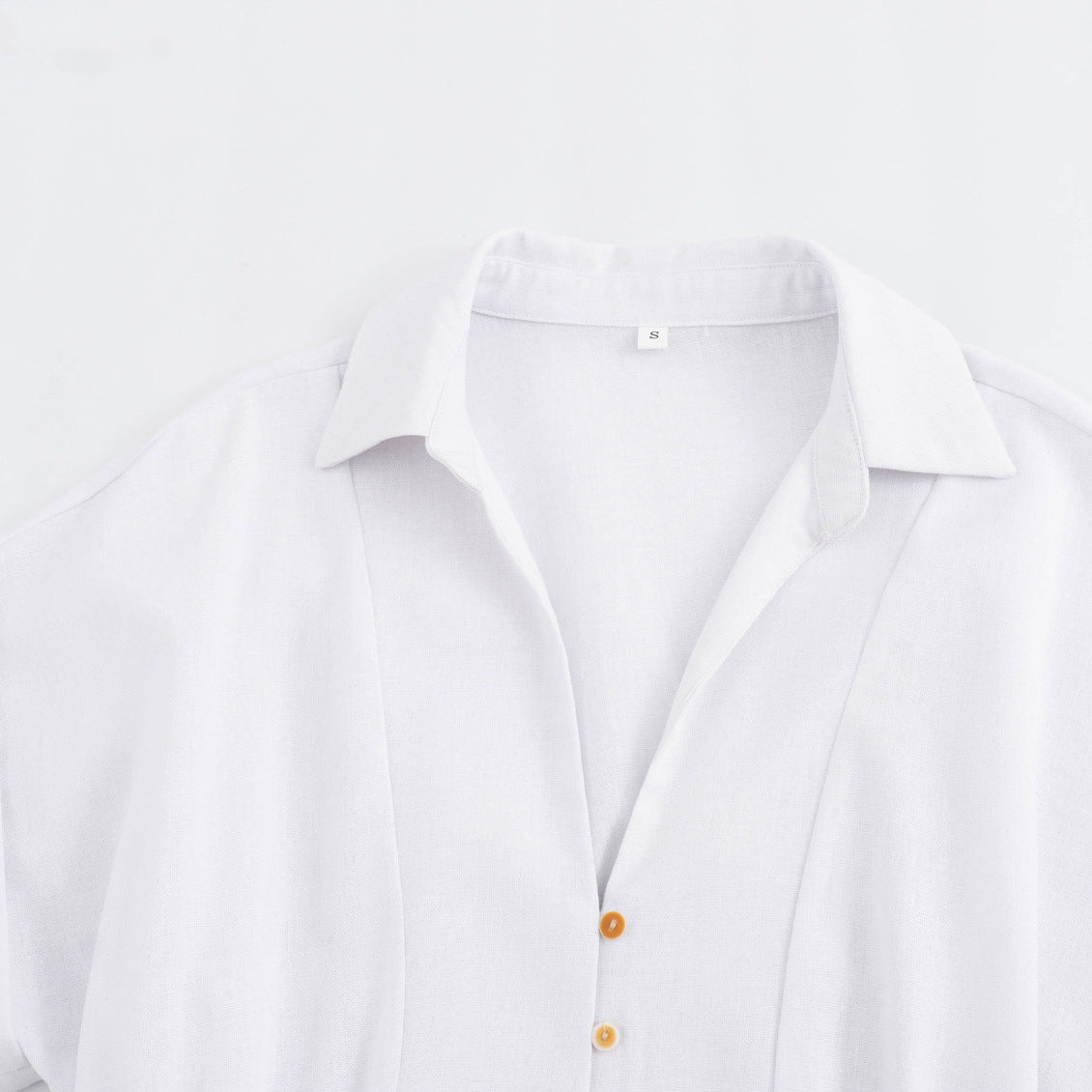 Linen Blended Midi Skirt Shirt Style Loose Dress Women