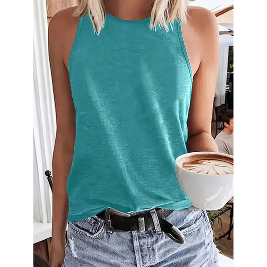 2pcs Women's Summer Casual Tank Tops - Breathable Sleeveless Crew Neck Solid Color