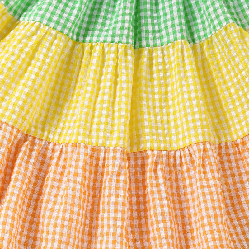 Explosive Summer New Girls Color Plaid Dress