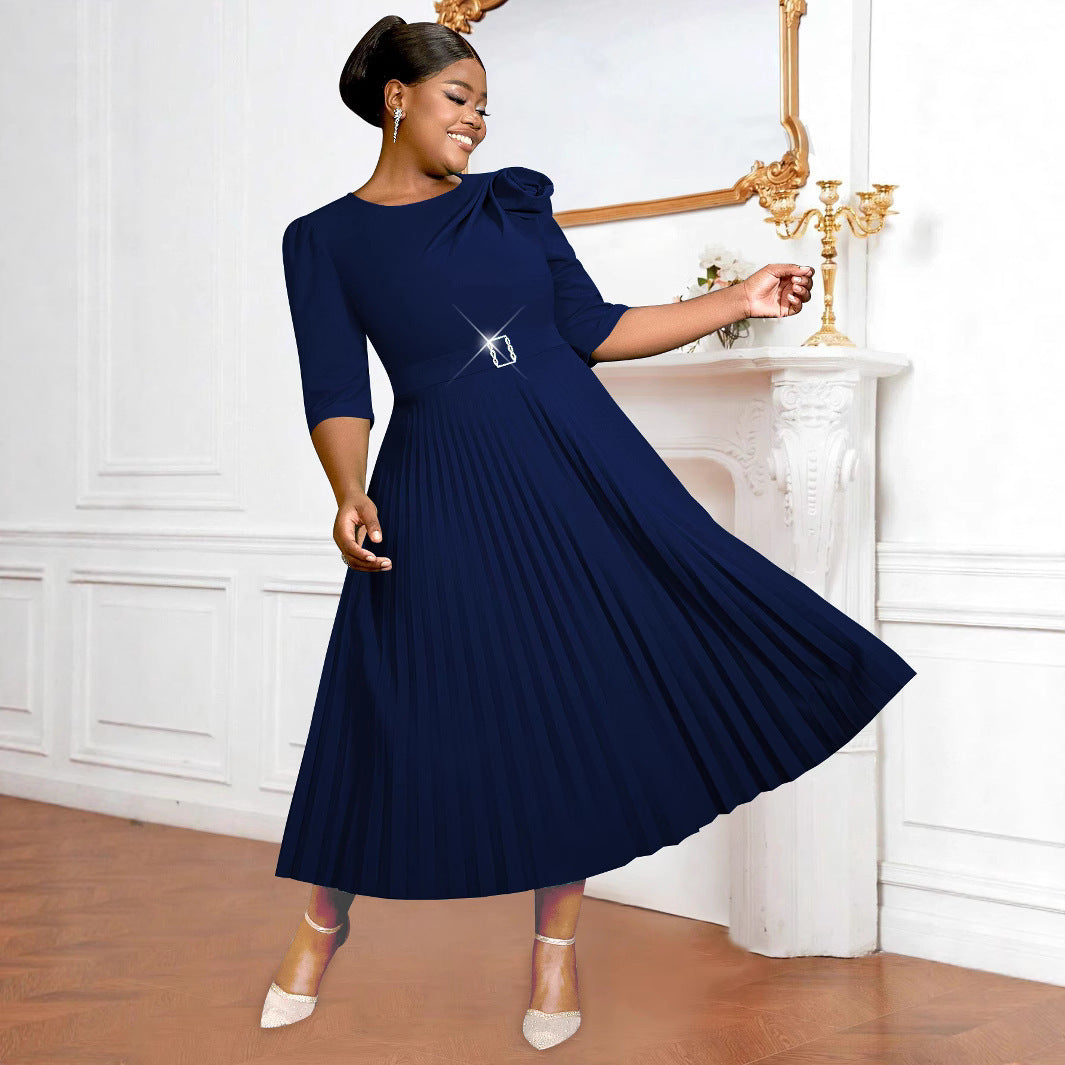 High Waist Fashion Slimming Pleated Dress