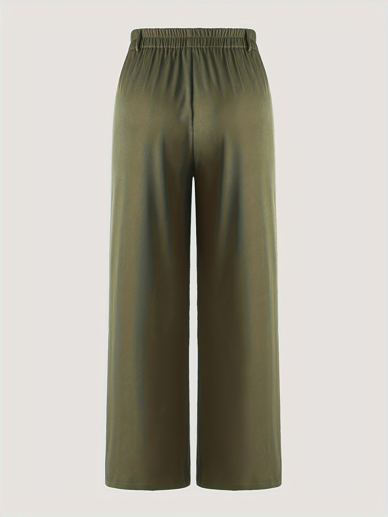 High Waist Plus Size Pocket Straight Skinny Casual Suit Pants - Draped Design