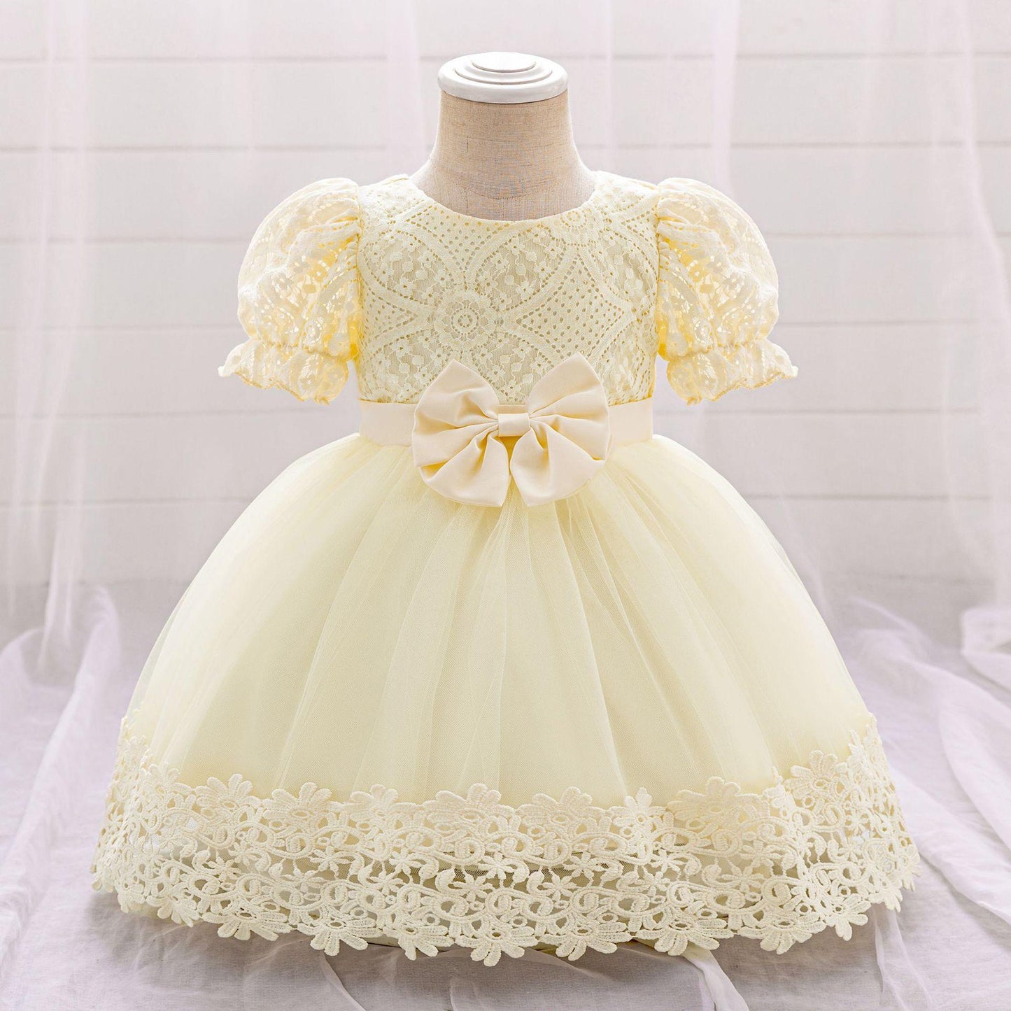 New Girls Embroidered Bow Dress